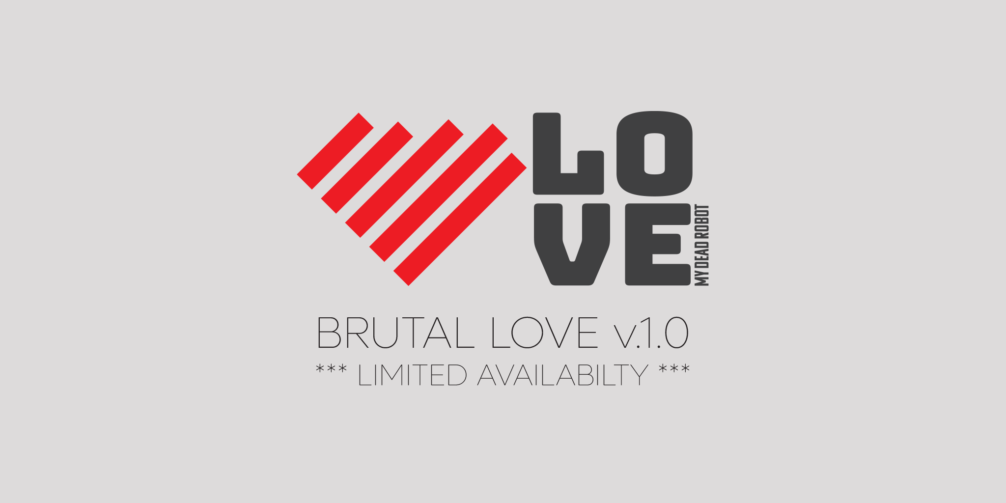 Logo with red heart and 'LOVE' text on a gray background
