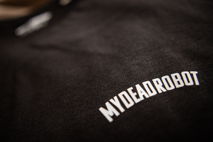 Black shirt with 'MYDEADROBOT' logo on a dark background